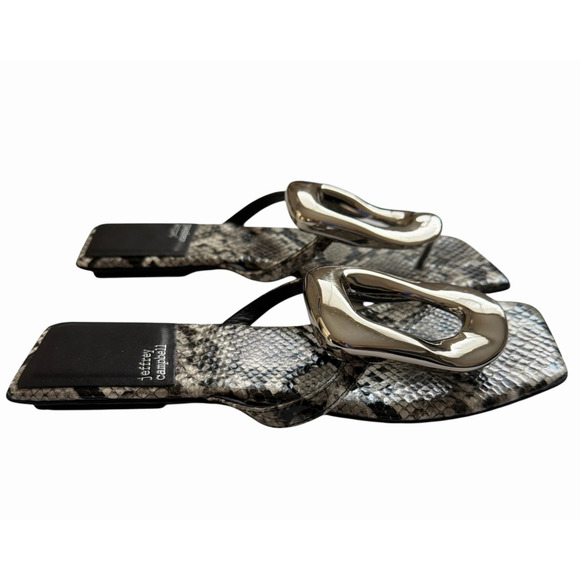 Jeffrey Campbell Linques 2 Thong Sandal 7.5 Silver Gray Snake Silver Hardwear - Picture 2 of 10